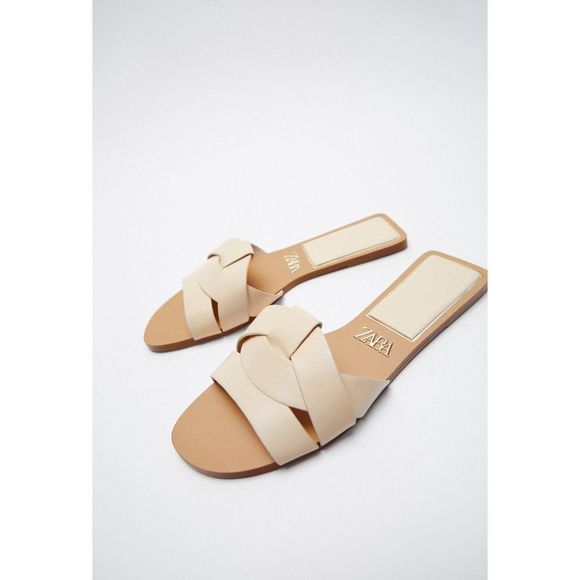 Zara Low Heeled Crossed Leather Sandals